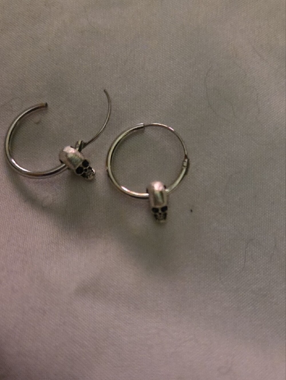 Sterling Silver Skull Hoop Earrings - Women Jewelry - Picture 5 of 5